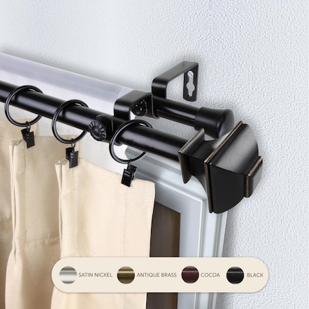 Kd 0.8125 in. Vicky Double Curtain Rod with 120 to 170 in. Extension, Black KD3738946